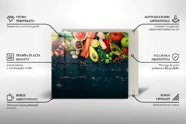 Tűzhelyvédő üveglap Gyümölcsök és zöldségek