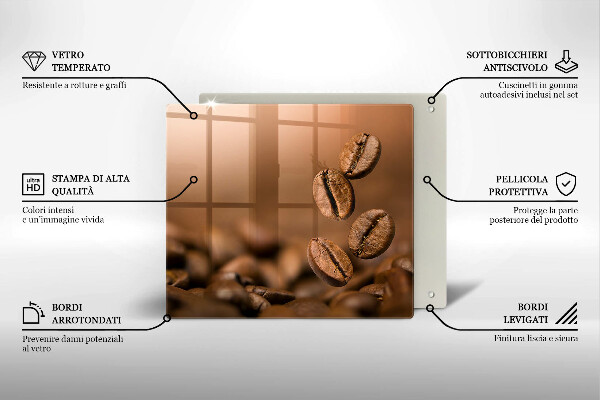 Tűzhelyvédő üveglap Kávébab