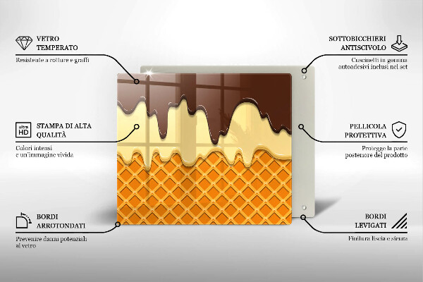 Tűzhelyvédő üveglap Fagylalt tölcsér illusztráció