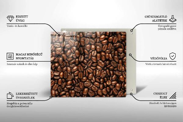 Tűzhelyvédő üveglap Kávébab