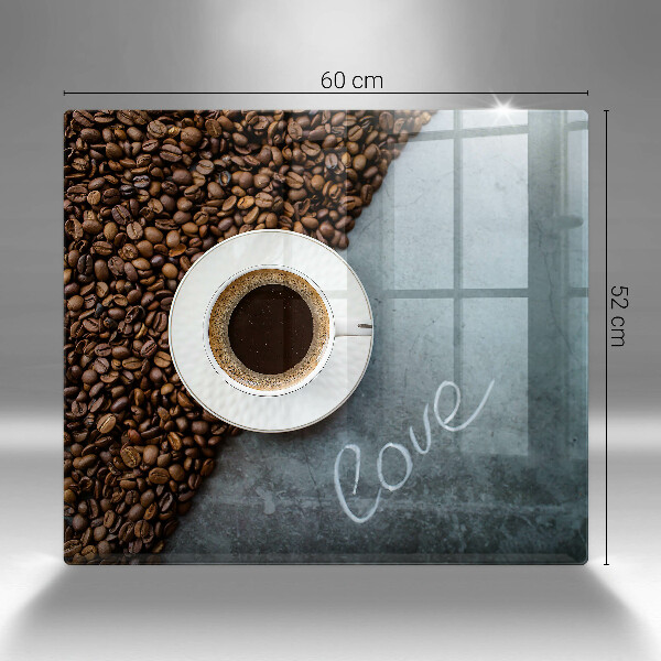 Tűzhelyvédő üveglap Kávébab és csésze