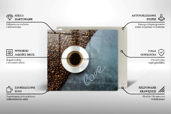 Tűzhelyvédő üveglap Kávébab és csésze