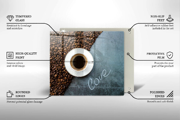 Tűzhelyvédő üveglap Kávébab és csésze