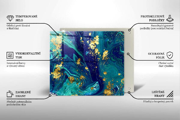 Tűzhelyvédő üveglap Absztrakció arannyal