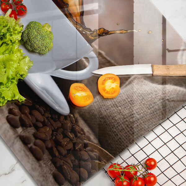 Tűzhelyvédő üveglap Csésze és kávébab