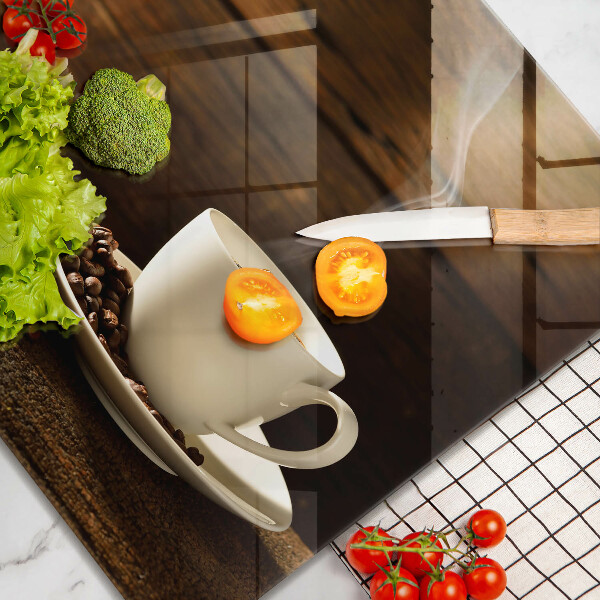 Tűzhelyvédő üveglap Fa kávéscsésze