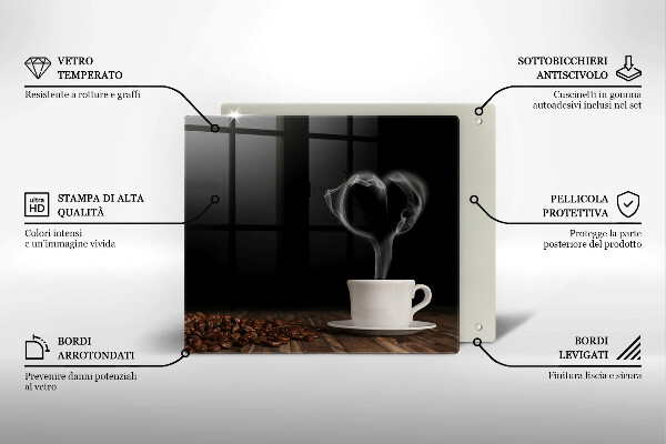 Tűzhelyvédő üveglap Kávéscsésze szív