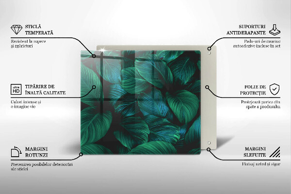 Tűzhelyvédő üveglap Dzsungel levelei