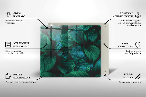 Tűzhelyvédő üveglap Dzsungel levelei