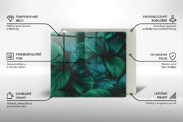 Tűzhelyvédő üveglap Dzsungel levelei