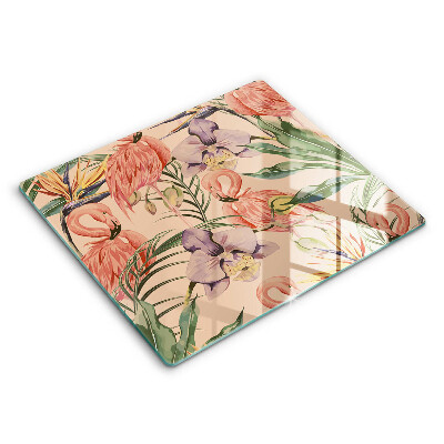 Tűzhelyvédő üveglap Flamingók illusztráció