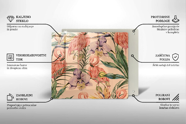 Tűzhelyvédő üveglap Flamingók illusztráció