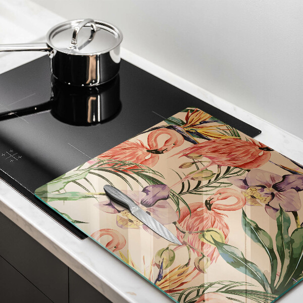 Tűzhelyvédő üveglap Flamingók illusztráció