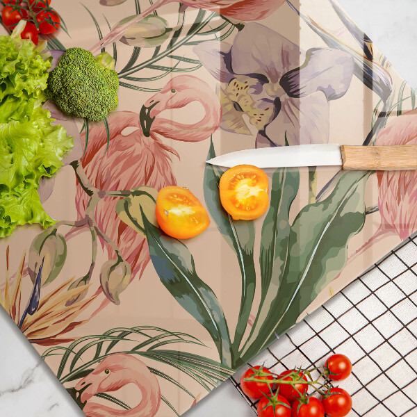 Tűzhelyvédő üveglap Flamingók illusztráció