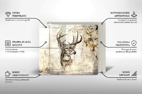 Tűzhelyvédő üveglap Szarvas állat illusztráció