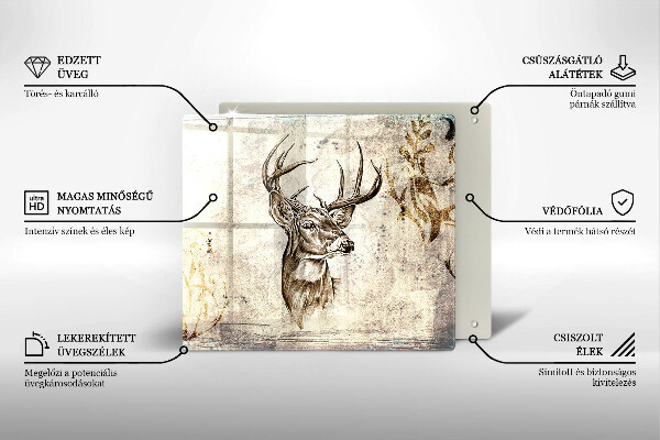 Tűzhelyvédő üveglap Szarvas állat illusztráció