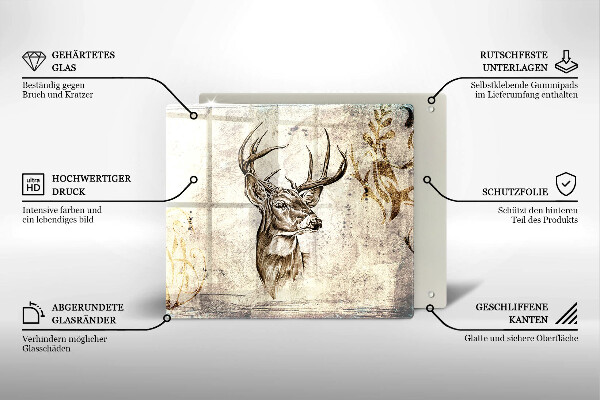 Tűzhelyvédő üveglap Szarvas állat illusztráció