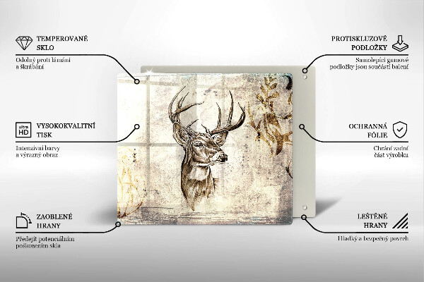 Tűzhelyvédő üveglap Szarvas állat illusztráció