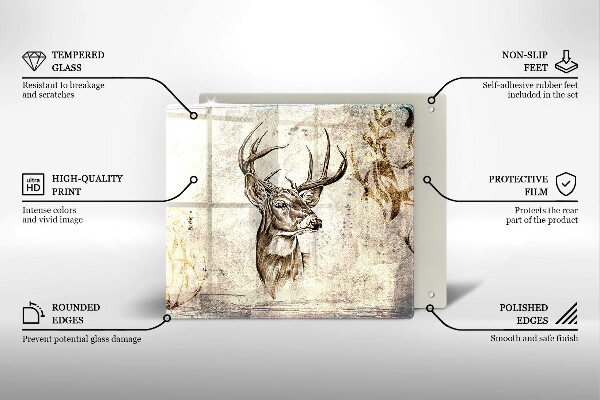 Tűzhelyvédő üveglap Szarvas állat illusztráció