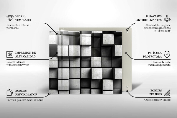 Tűzhelyvédő üveglap Absztrakt 3D négyzetek