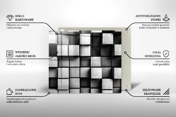 Tűzhelyvédő üveglap Absztrakt 3D négyzetek