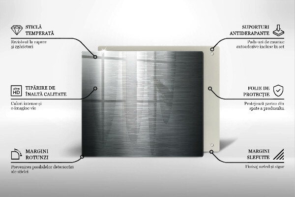 Tűzhelyvédő üveglap Fém textúra