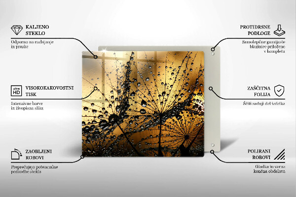 Tűzhelyvédő üveglap Harmat és pitypang