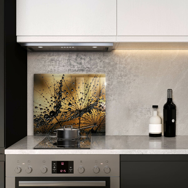 Tűzhelyvédő üveglap Harmat és pitypang