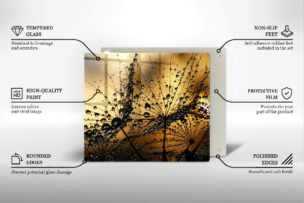 Tűzhelyvédő üveglap Harmat és pitypang