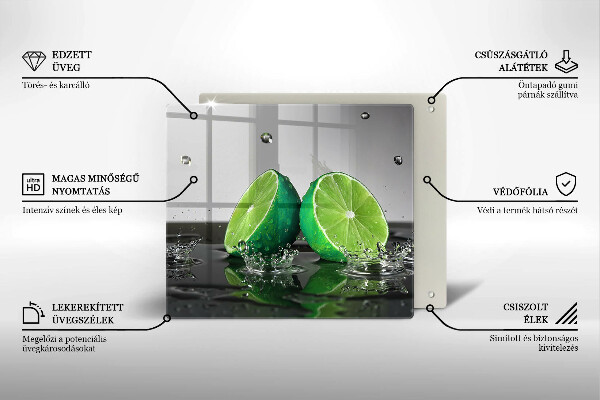 Tűzhelyvédő üveglap Lédús lime és víz