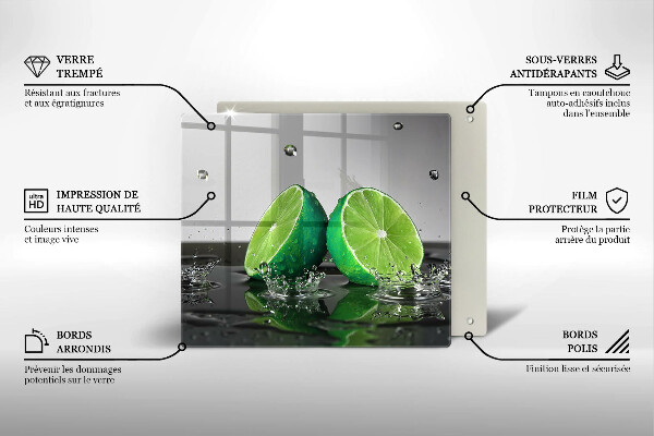 Tűzhelyvédő üveglap Lédús lime és víz