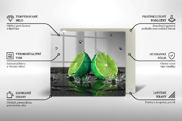 Tűzhelyvédő üveglap Lédús lime és víz