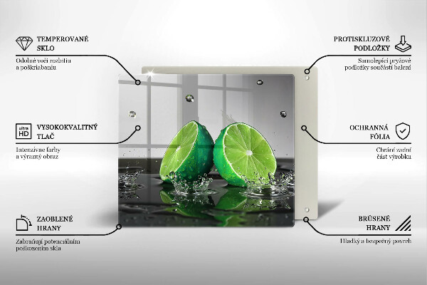 Tűzhelyvédő üveglap Lédús lime és víz