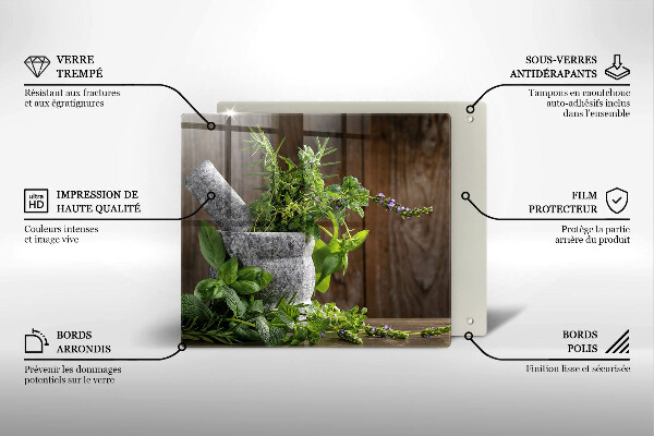 Tűzhelyvédő üveglap Gyógynövényeket és fát ültet