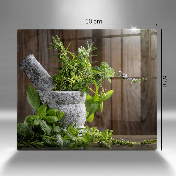 Tűzhelyvédő üveglap Gyógynövényeket és fát ültet