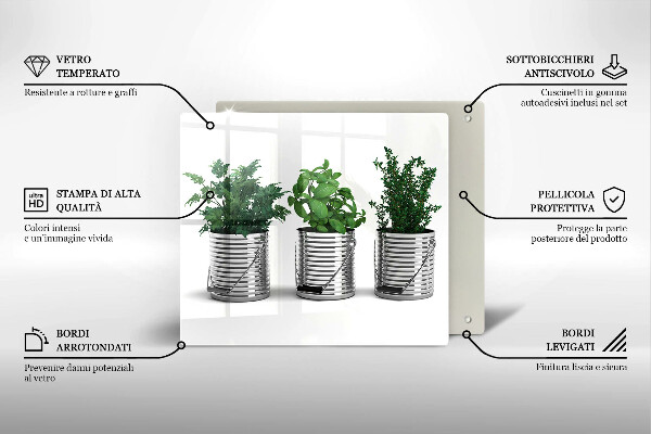 Tűzhelyvédő üveglap Cserép fűszernövények