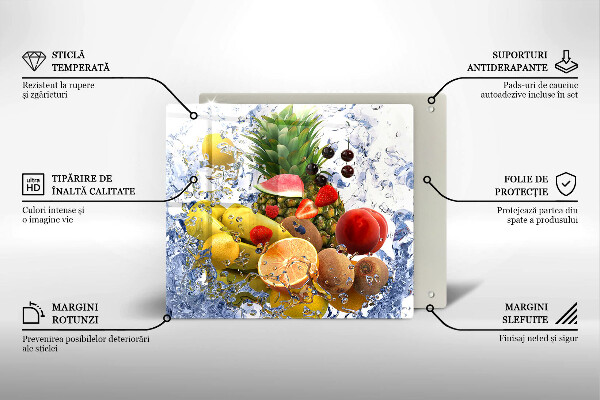 Tűzhelyvédő üveglap Lédús gyümölcs és víz