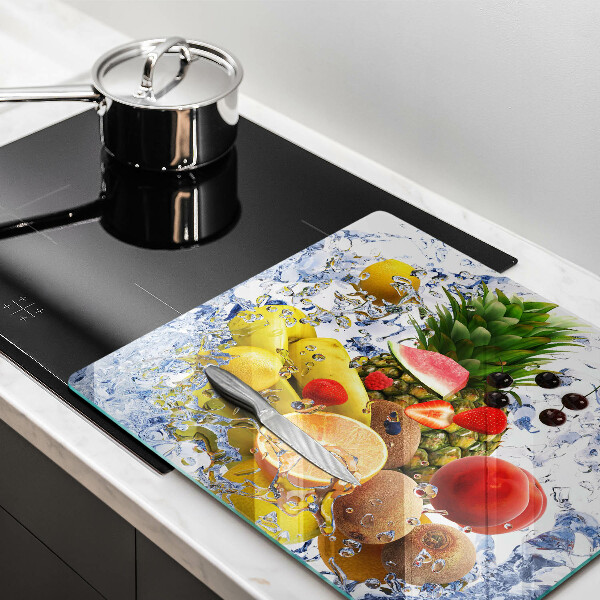 Tűzhelyvédő üveglap Lédús gyümölcs és víz