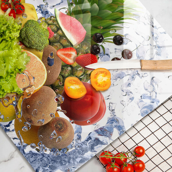 Tűzhelyvédő üveglap Lédús gyümölcs és víz