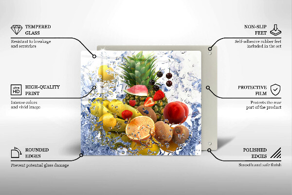 Tűzhelyvédő üveglap Lédús gyümölcs és víz