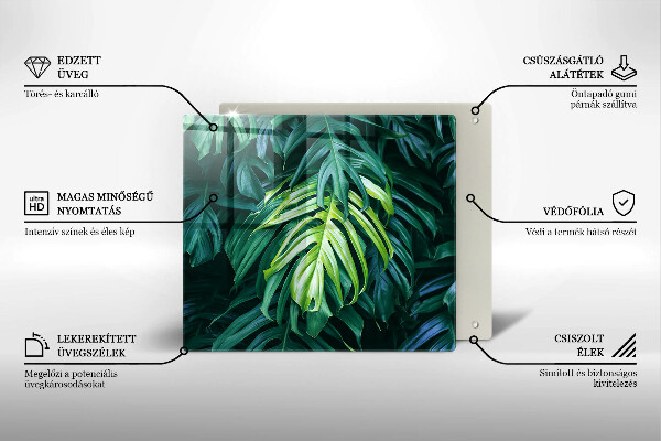 Tűzhelyvédő üveglap Vad szörny levelei