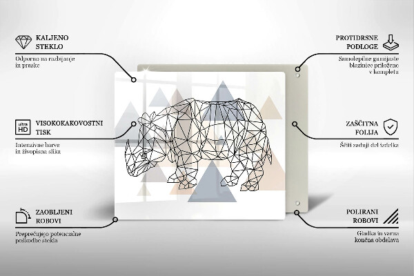 Tűzhelyvédő üveglap Line art orrszarvú