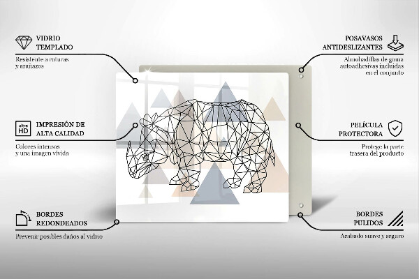 Tűzhelyvédő üveglap Line art orrszarvú