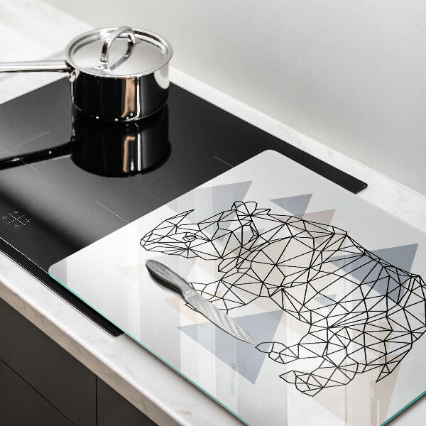 Tűzhelyvédő üveglap Line art orrszarvú