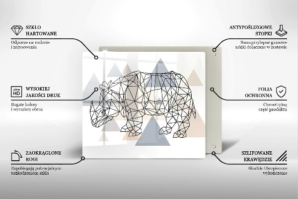 Tűzhelyvédő üveglap Line art orrszarvú