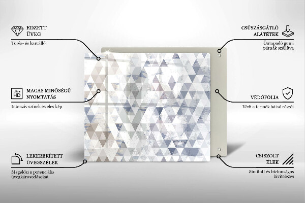 Tűzhelyvédő üveglap Háromszög minta