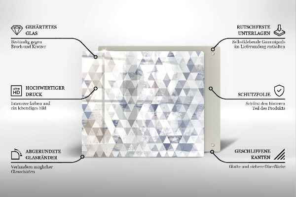 Tűzhelyvédő üveglap Háromszög minta