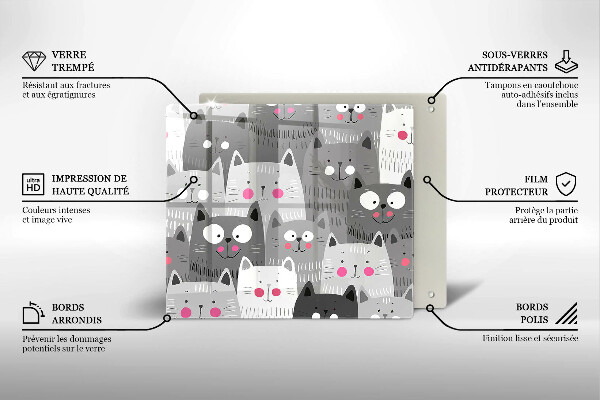 Tűzhelyvédő üveglap Macskák illusztráció