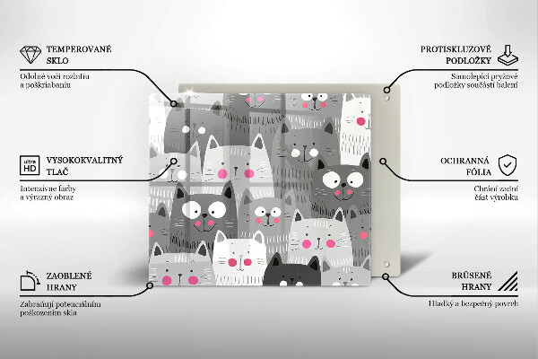 Tűzhelyvédő üveglap Macskák illusztráció