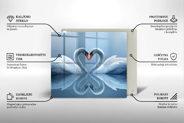 Tűzhelyvédő üveglap Két hattyúszív